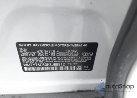 2019 Mini Countryman Cooper S z USA, uszkodzony, nr VIN WMZYT5C50K3J88812